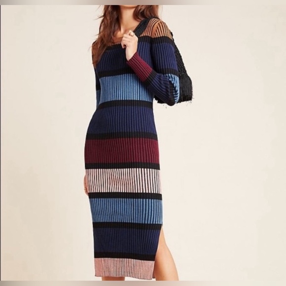 Dolan Left Coast Anthropologie Lorna Multicolor Striped Midi Dress size  M - Picture 1 of 3